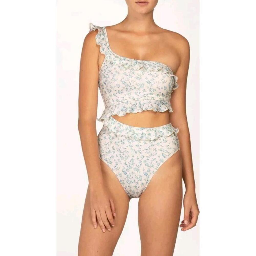 PEONY ONE-SHOULDER RUFFLED ONE PIECE IN PORCELAIN Size 6 NWT SWIMSUIT $173.00 #7